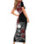 Hawaii Halloween Family Matching Short Sleeve Bodycon Dress and Hawaiian Shirt Hibiscus Skull Kakau Pattern LT01 - Polynesian Pride