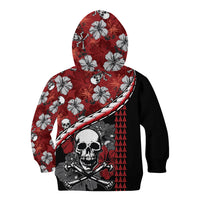 Hawaii Halloween Kid Hoodie Hibiscus Skull Kakau Pattern LT01 - Polynesian Pride