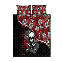 Hawaii Halloween Quilt Bed Set Hibiscus Skull Kakau Pattern LT01 Red - Polynesian Pride