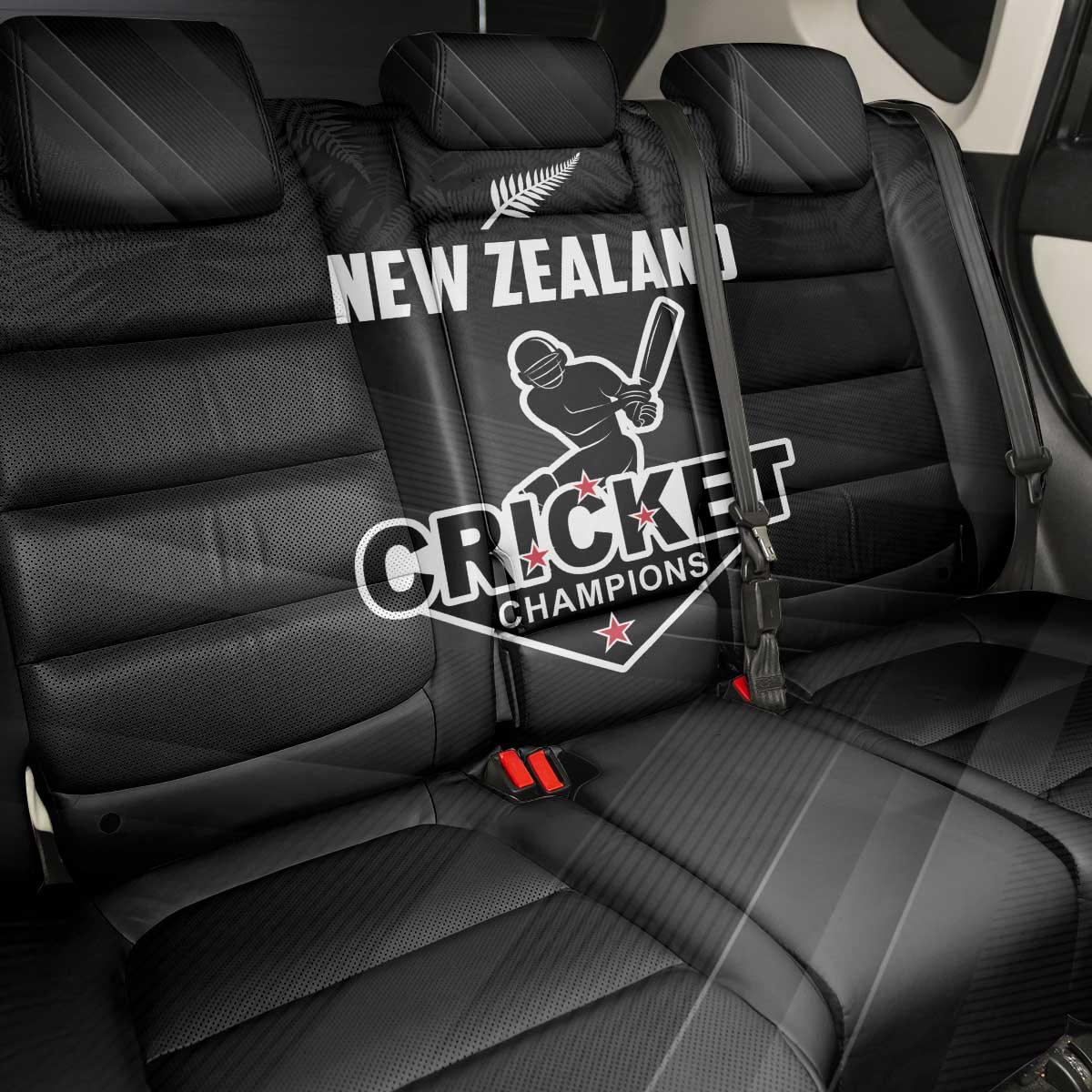 New Zealand Cricket Back Car Seat Cover Aotearoa Black Cap Come On