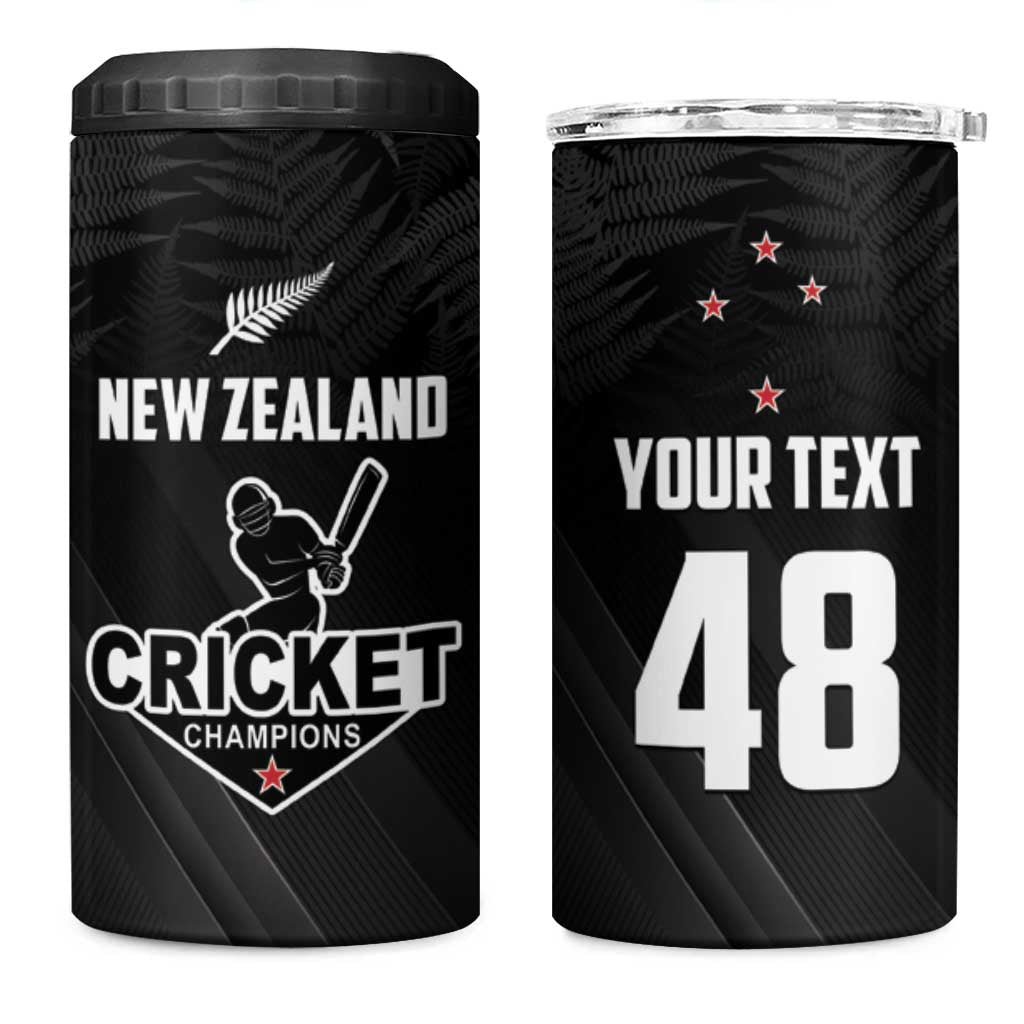 Custom New Zealand Cricket 4 in 1 Can Cooler Tumbler Aotearoa Black Cap Come On