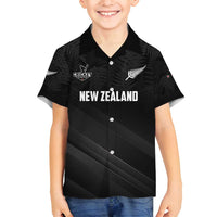 Custom New Zealand Cricket Family Matching Long Sleeve Bodycon Dress and Hawaiian Shirt Aotearoa Black Cap Come On