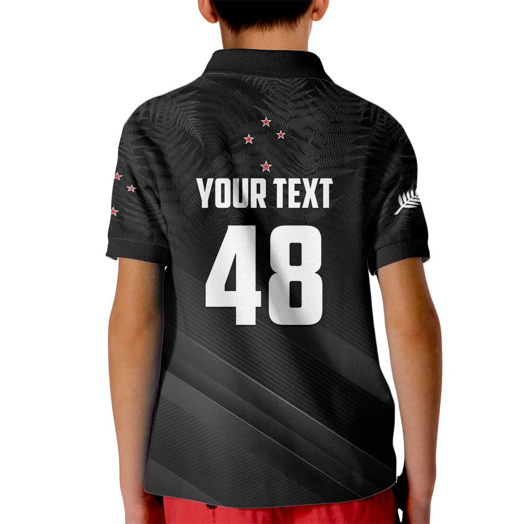 Custom New Zealand Cricket Kid Polo Shirt Aotearoa Black Cap Come On