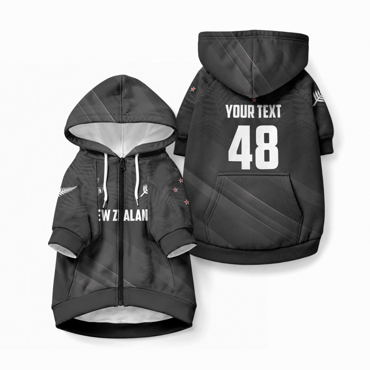 Custom New Zealand Cricket Pet Hoodie Aotearoa Black Cap Come On