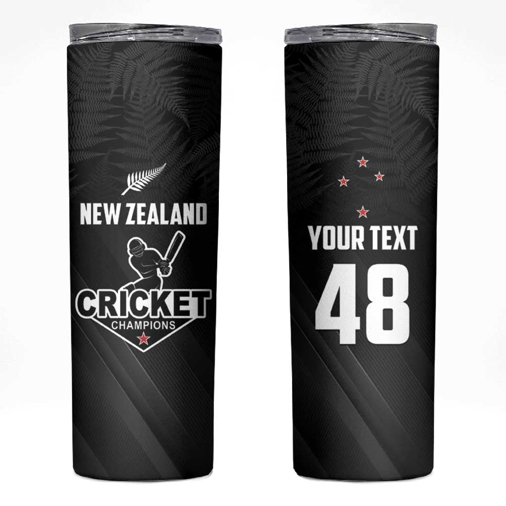 Custom New Zealand Cricket Skinny Tumbler Aotearoa Black Cap Come On