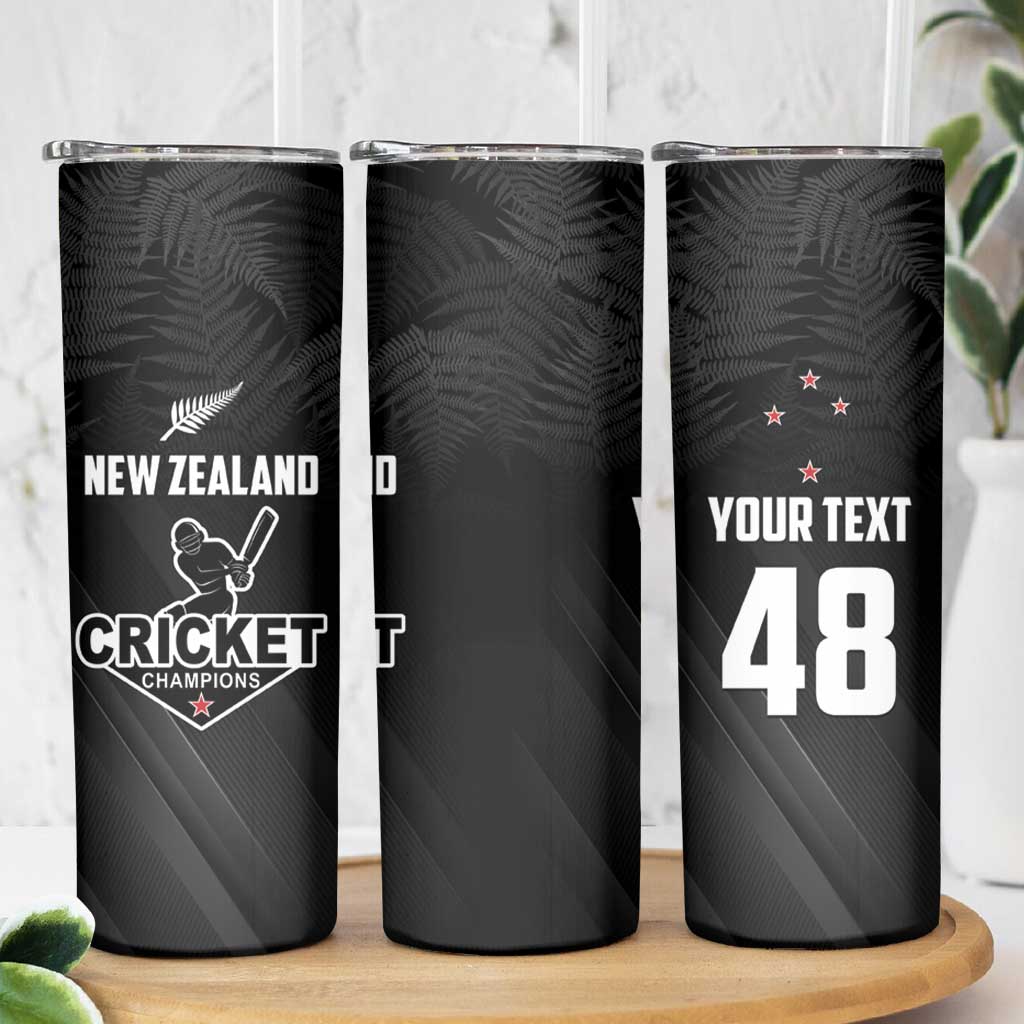 Custom New Zealand Cricket Skinny Tumbler Aotearoa Black Cap Come On