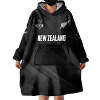 Custom New Zealand Cricket Wearable Blanket Hoodie Aotearoa Black Cap Come On