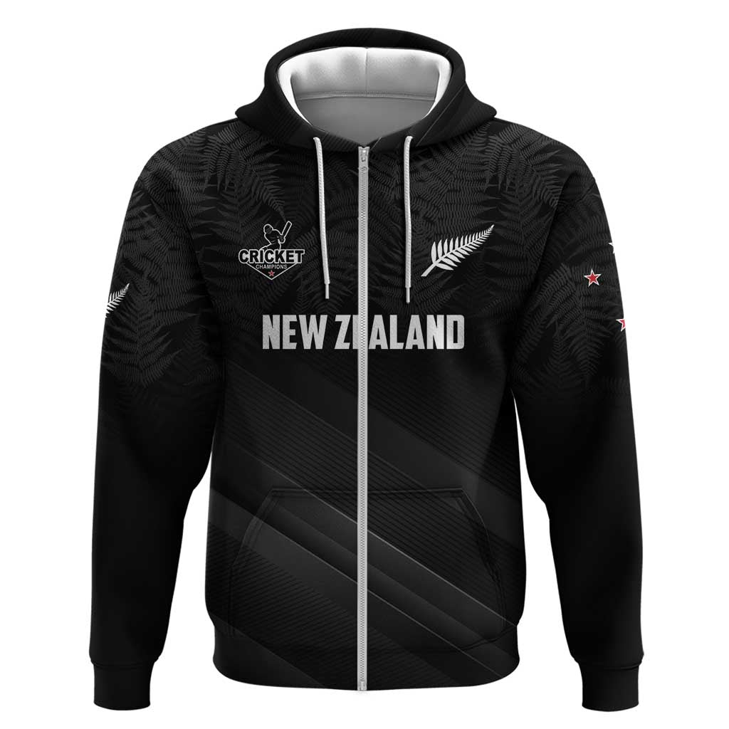 Custom New Zealand Cricket Zip Hoodie Aotearoa Black Cap Come On