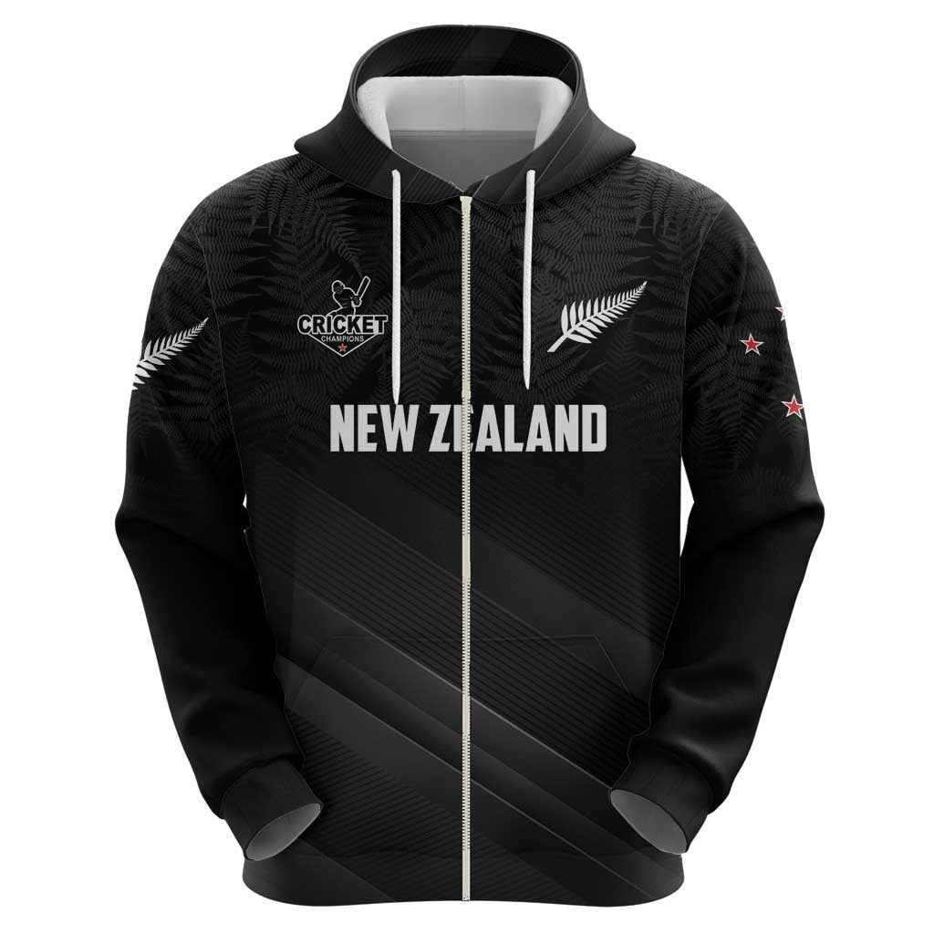 Custom New Zealand Cricket Zip Hoodie Aotearoa Black Cap Come On