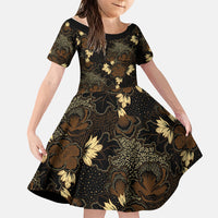 Javanese Batik Semen Family Matching Off Shoulder Short Dress and Hawaiian Shirt Indonesian Traditional Pattern