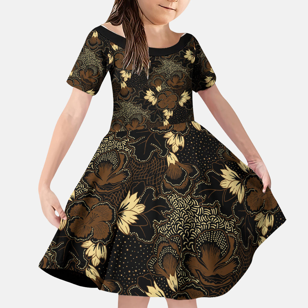 Javanese Batik Semen Family Matching Short Sleeve Bodycon Dress and Hawaiian Shirt Indonesian Traditional Pattern