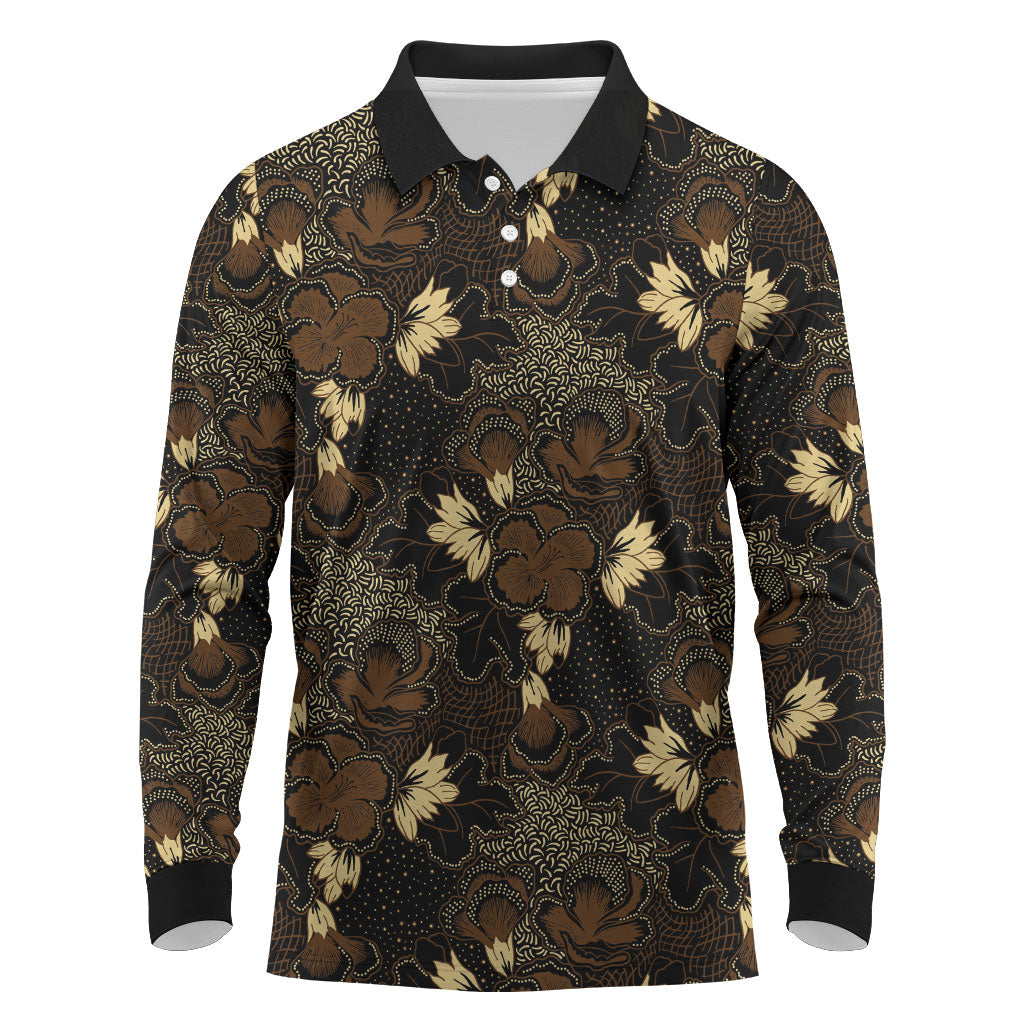 Javanese Batik Semen Long Sleeve Polo Shirt Indonesian Traditional Pattern