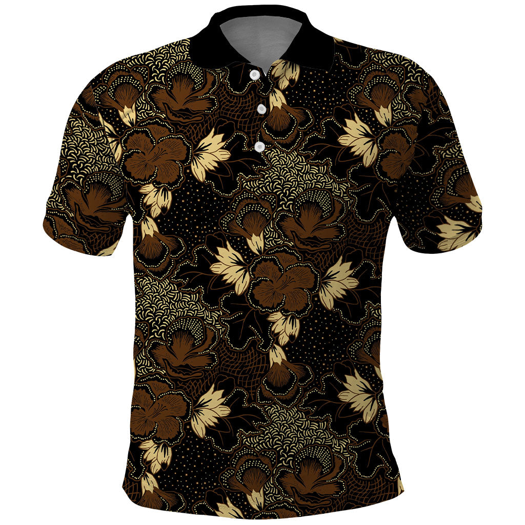 Javanese Batik Semen Polo Shirt Indonesian Traditional Pattern LT01 Black - Polynesian Pride