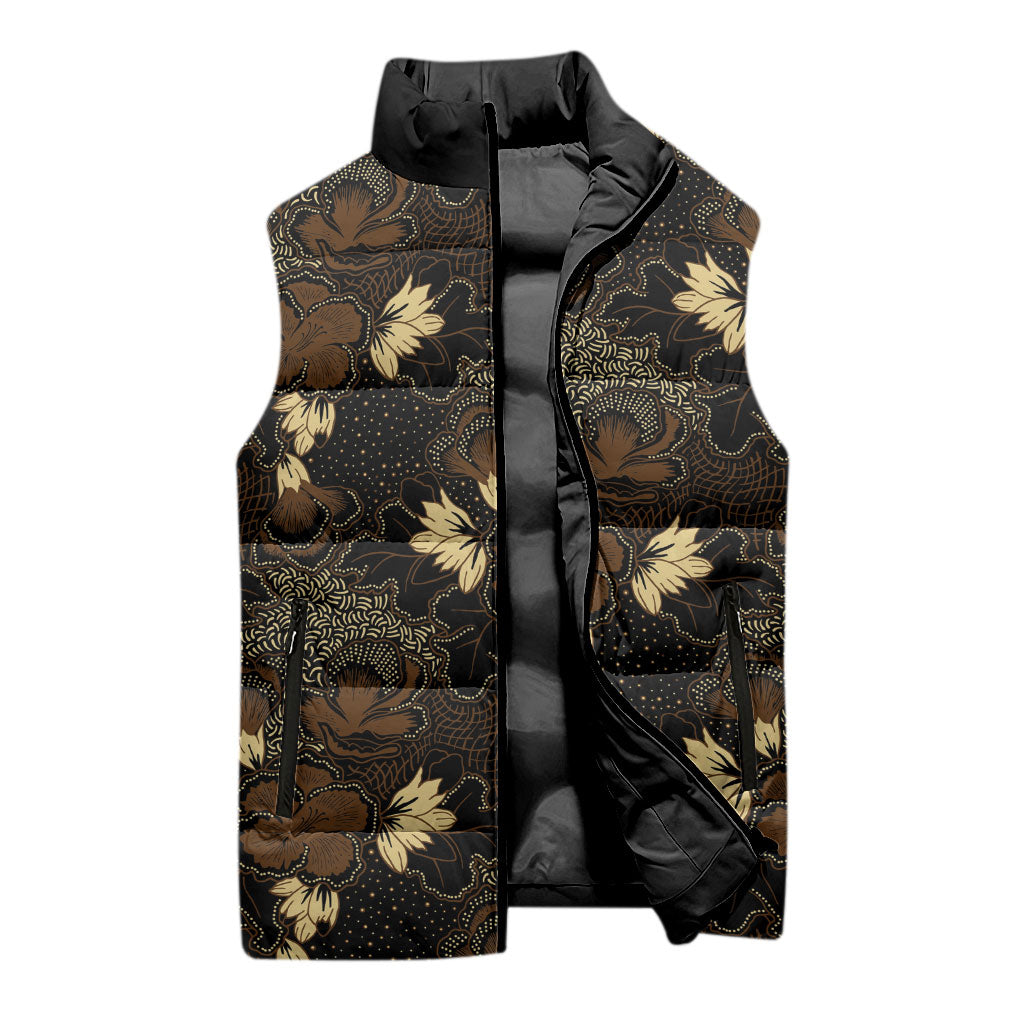 Javanese Batik Semen Sleeveless Puffer Jacket Indonesian Traditional Pattern