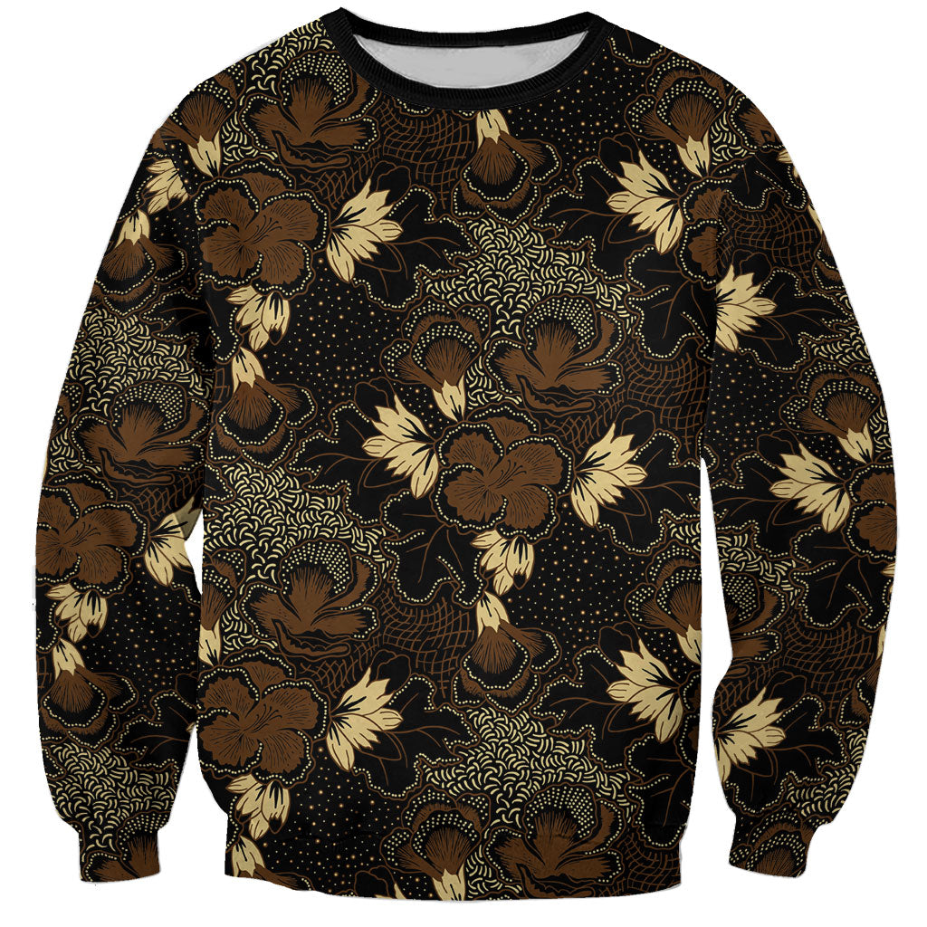 Javanese Batik Semen Sweatshirt Indonesian Traditional Pattern LT01 Unisex Black - Polynesian Pride