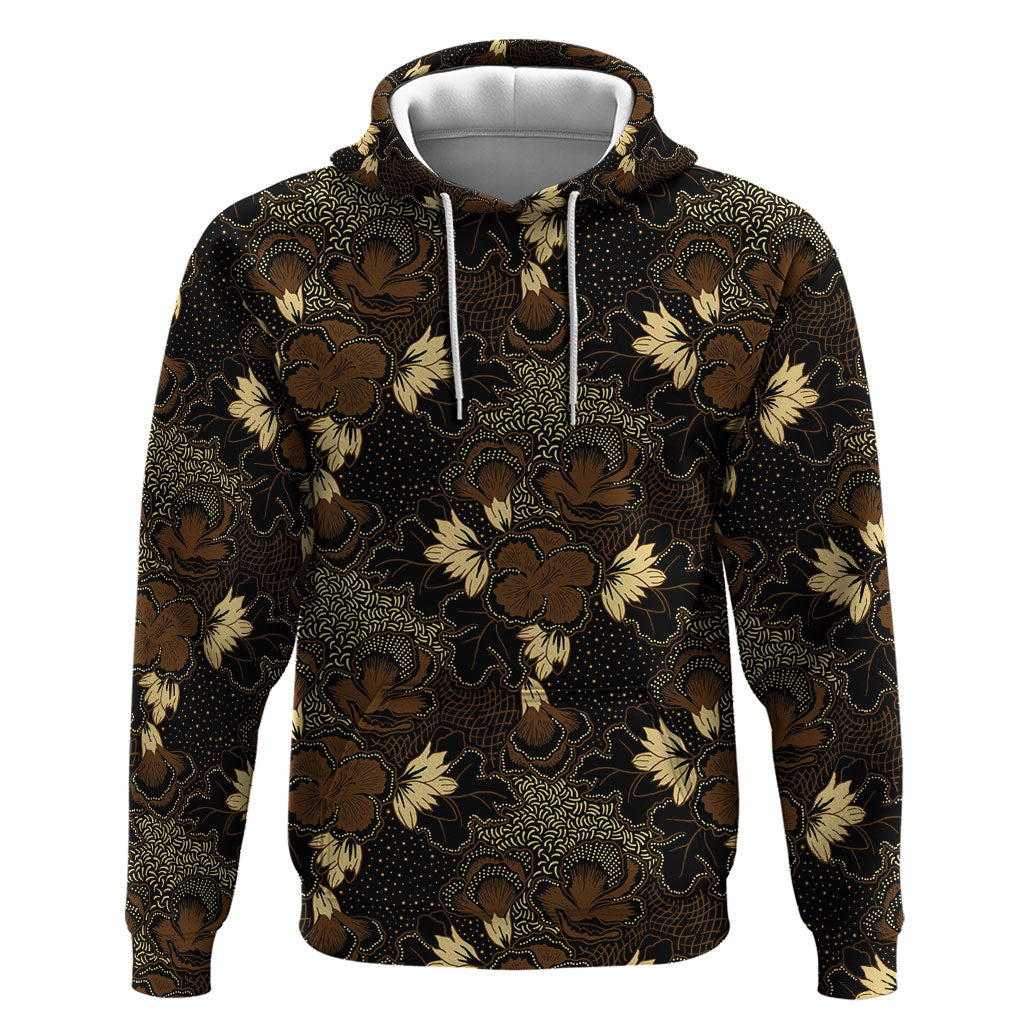 Javanese Batik Semen Zip Hoodie Indonesian Traditional Pattern LT01 Pullover Hoodie Black - Polynesian Pride