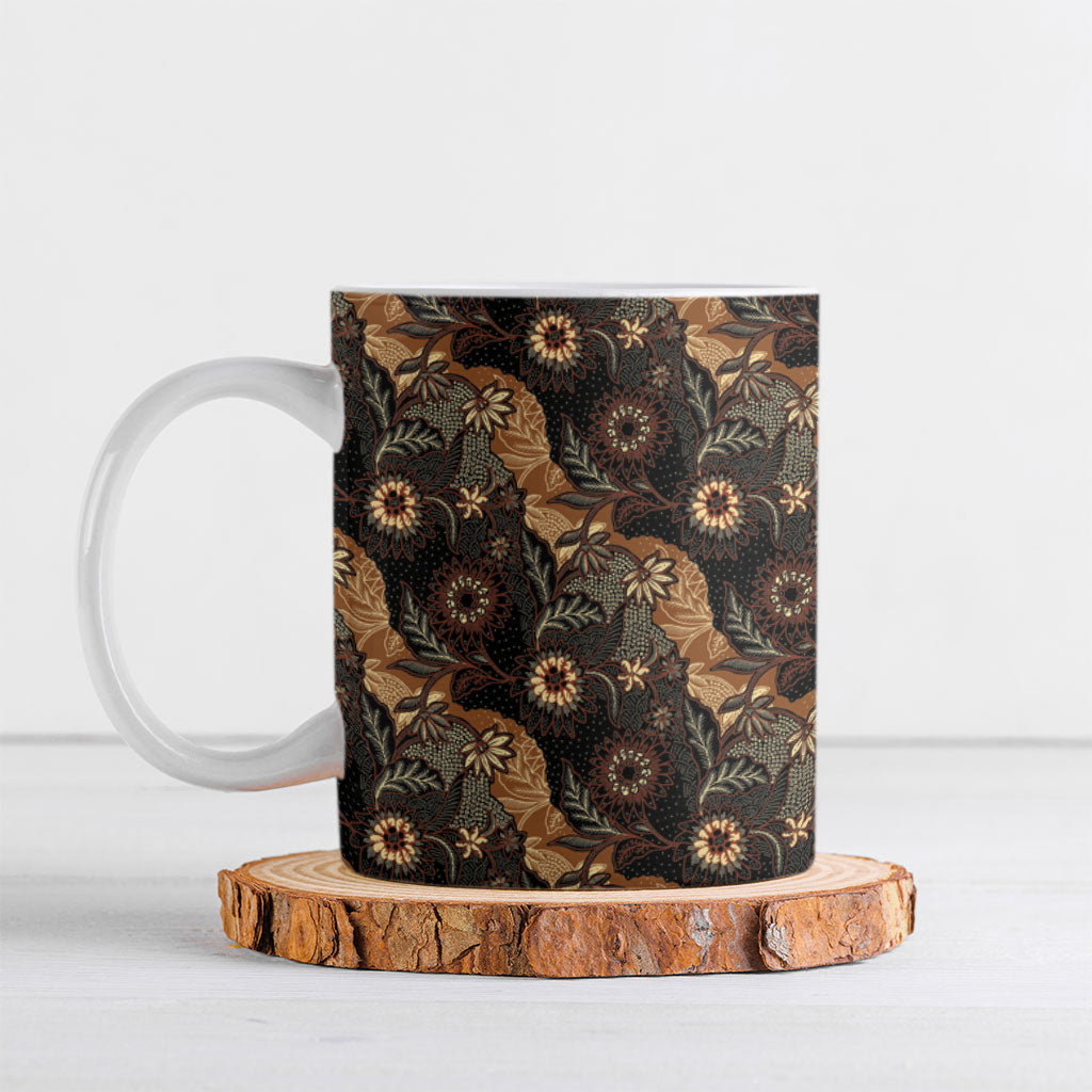 Batik Pedalaman Semen Lereng Style Ceramic Mug Indonesian Traditional Pattern