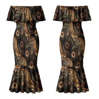 Batik Pedalaman Semen Lereng Style Couples Matching Mermaid Dress and Hawaiian Shirt Indonesian Traditional Pattern LT01 - Polynesian Pride
