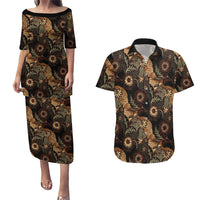 Batik Pedalaman Semen Lereng Style Couples Matching Puletasi and Hawaiian Shirt Indonesian Traditional Pattern