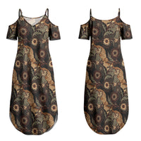 Batik Pedalaman Semen Lereng Style Couples Matching Summer Maxi Dress and Long Sleeve Button Shirt Indonesian Traditional Pattern LT01 - Polynesian Pride