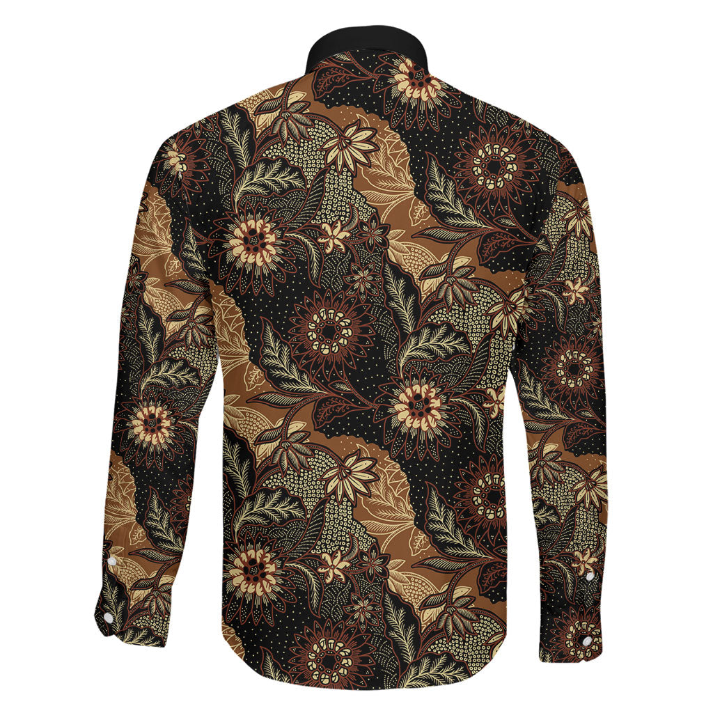Batik Pedalaman Semen Lereng Style Family Matching Long Sleeve Bodycon Dress and Hawaiian Shirt Indonesian Traditional Pattern LT01 - Polynesian Pride