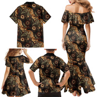 Batik Pedalaman Semen Lereng Style Family Matching Mermaid Dress and Hawaiian Shirt Indonesian Traditional Pattern LT01 - Polynesian Pride