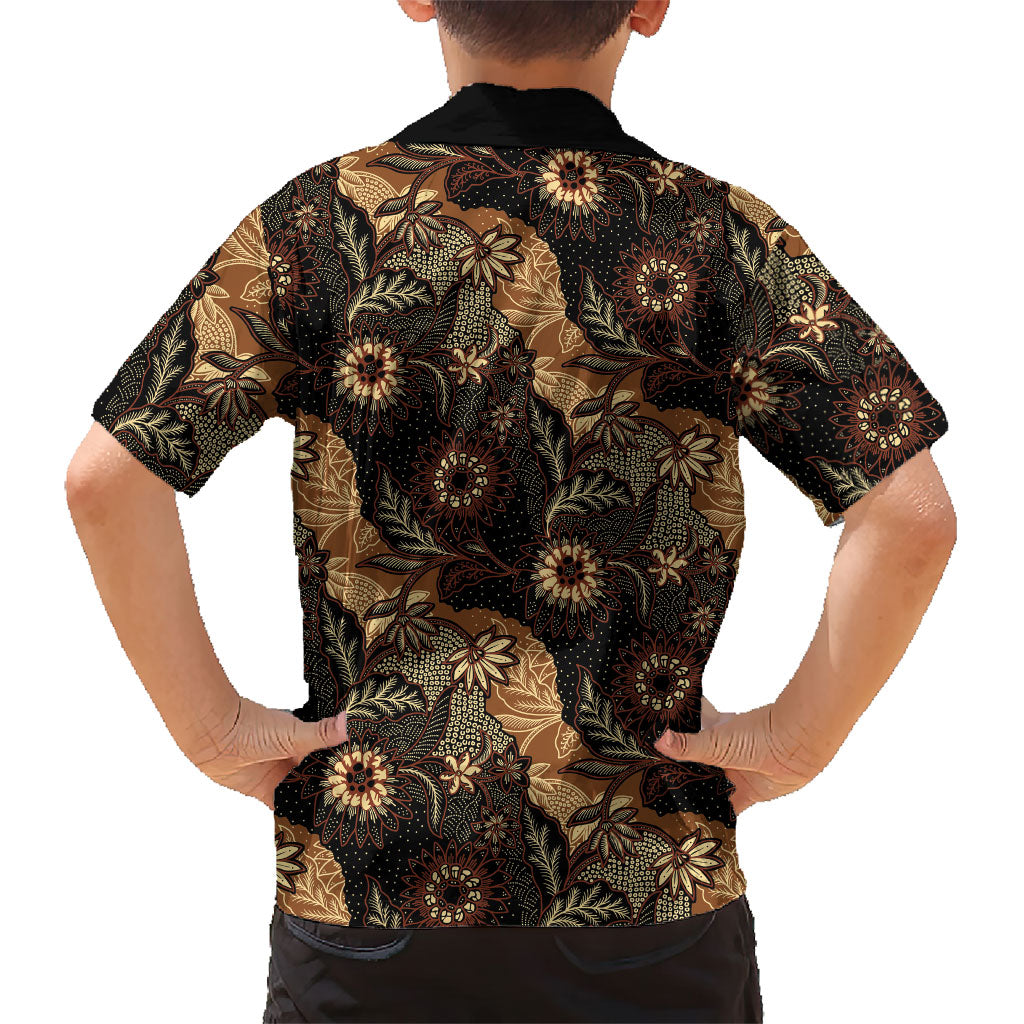 Batik Pedalaman Semen Lereng Style Family Matching Off Shoulder Short Dress and Hawaiian Shirt Indonesian Traditional Pattern LT01 - Polynesian Pride
