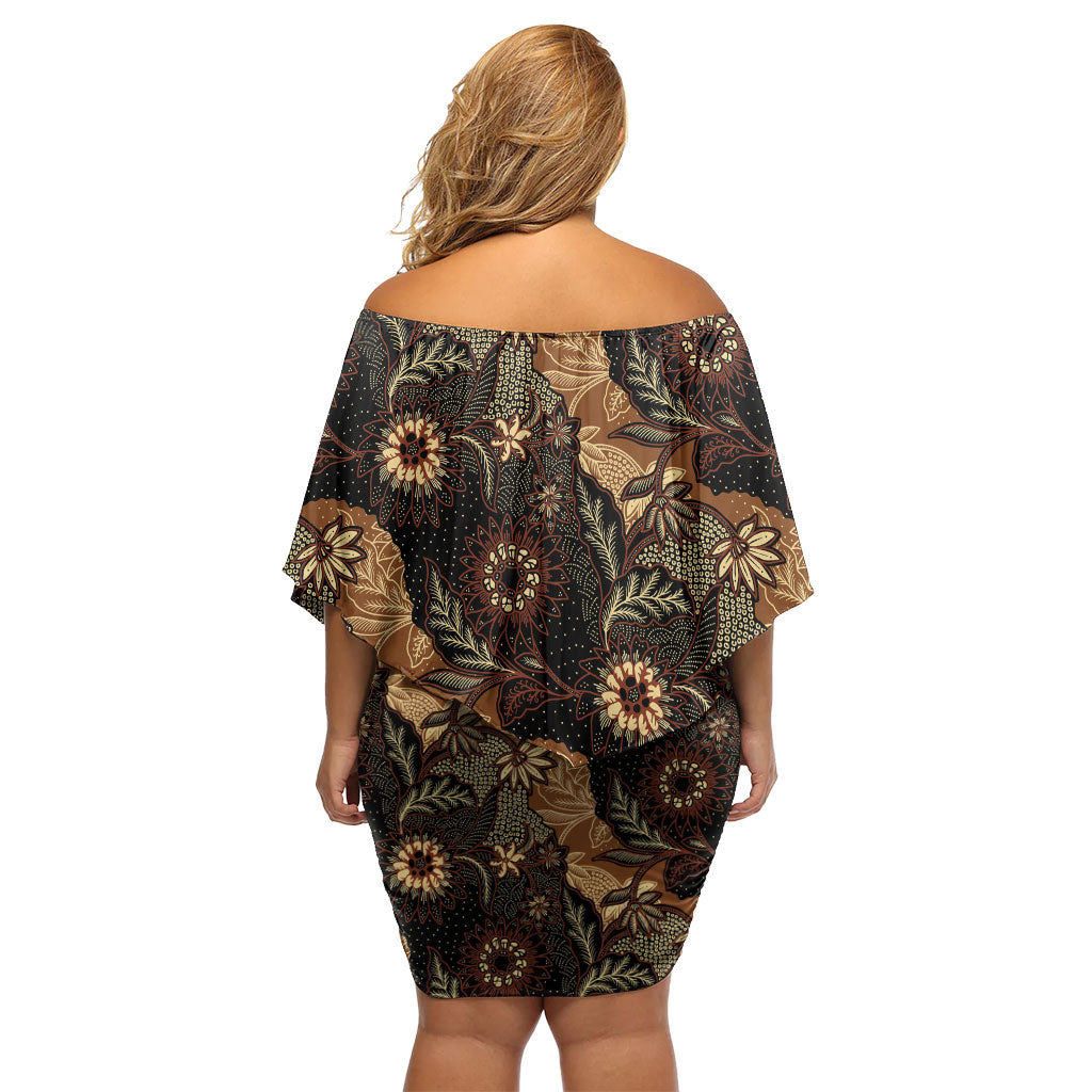 Batik Pedalaman Semen Lereng Style Family Matching Off Shoulder Short Dress and Hawaiian Shirt Indonesian Traditional Pattern LT01 - Polynesian Pride