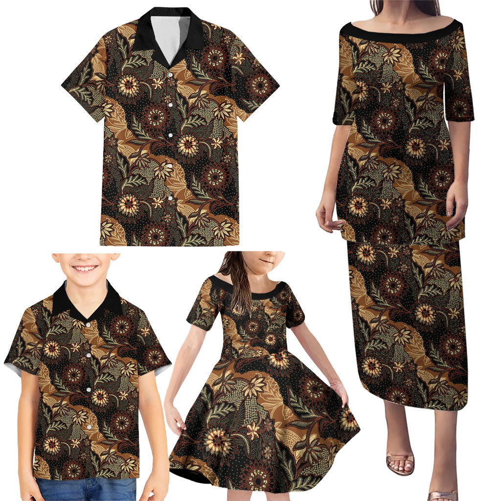 Batik Pedalaman Semen Lereng Style Family Matching Puletasi and Hawaiian Shirt Indonesian Traditional Pattern LT01 - Polynesian Pride