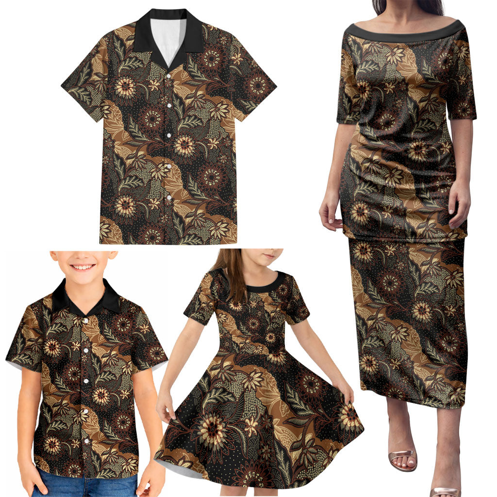 Batik Pedalaman Semen Lereng Style Family Matching Puletasi and Hawaiian Shirt Indonesian Traditional Pattern LT01 - Polynesian Pride