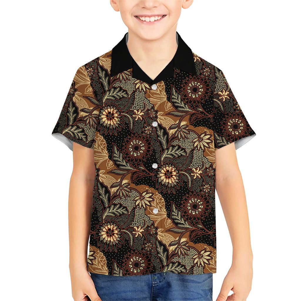 Batik Pedalaman Semen Lereng Style Kid Hawaiian Shirt Indonesian Traditional Pattern