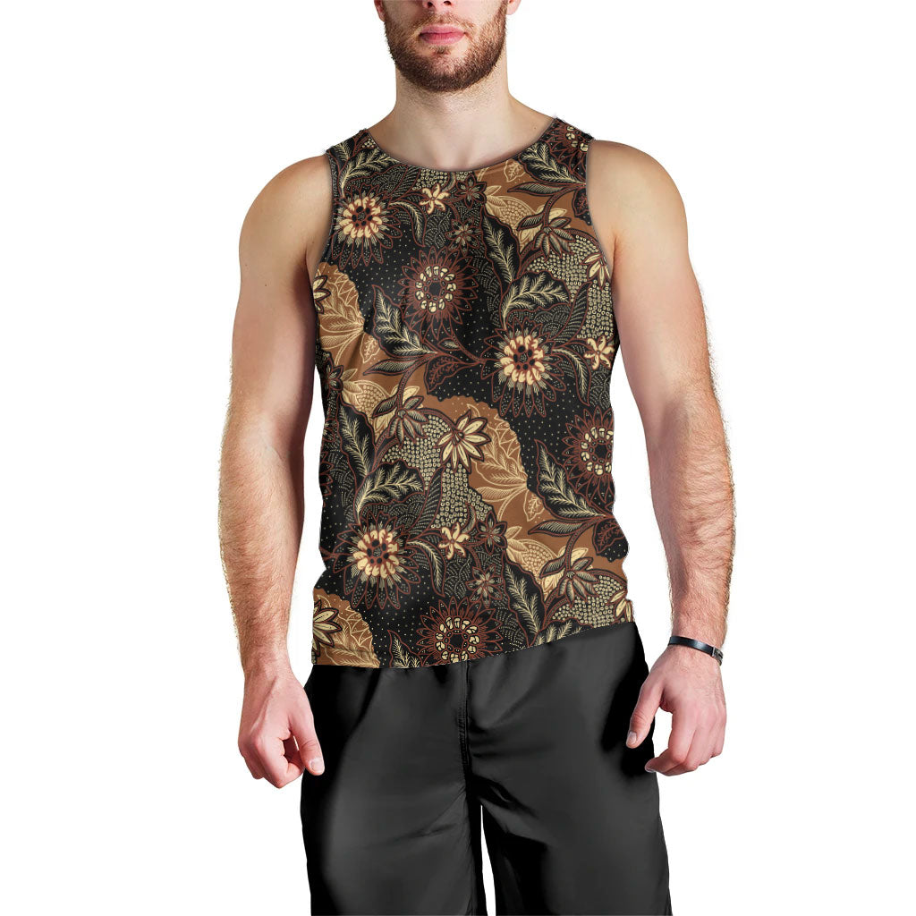 Batik Pedalaman Semen Lereng Style Men Tank Top Indonesian Traditional Pattern