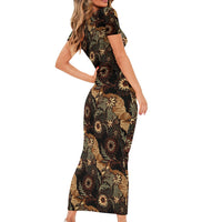 Batik Pedalaman Semen Lereng Style Short Sleeve Bodycon Dress Indonesian Traditional Pattern