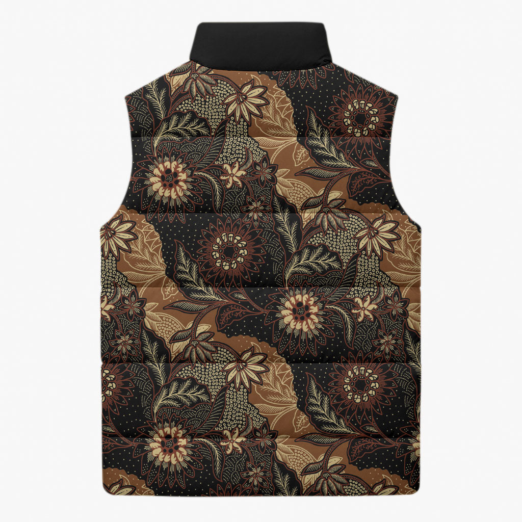 Batik Pedalaman Semen Lereng Style Sleeveless Puffer Jacket Indonesian Traditional Pattern