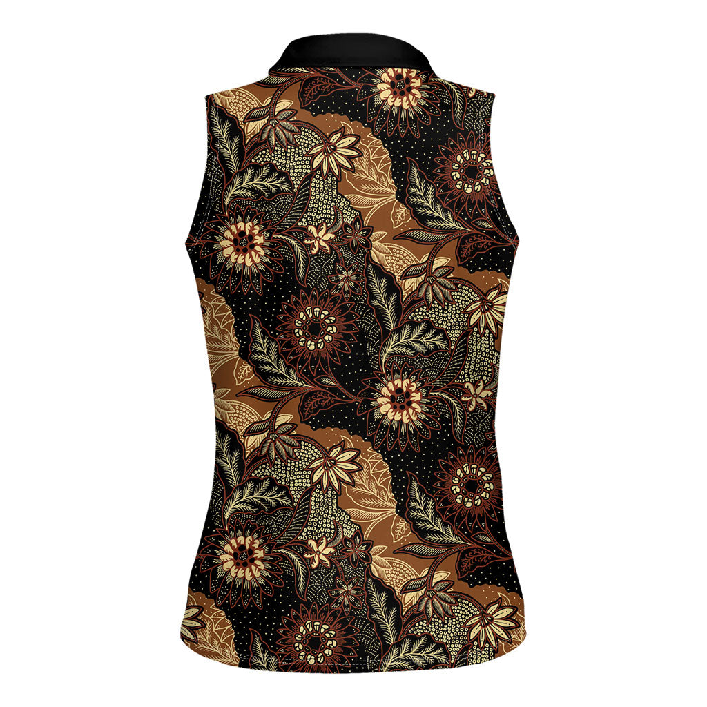 Batik Pedalaman Semen Lereng Style Women Sleeveless Polo Shirt Indonesian Traditional Pattern