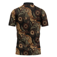 Batik Pedalaman Semen Lereng Style Zipper Polo Shirt Indonesian Traditional Pattern