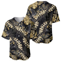 Gold Tropical Leaves Hawaii Mikioi Lei Baseball Jersey Luxury Stylized - Polynesian Pride