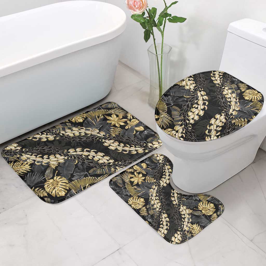 Gold Tropical Leaves Hawaii Mikioi Lei Bathroom Set Luxury Stylized - Polynesian Pride