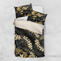 Gold Tropical Leaves Hawaii Mikioi Lei Bedding Set Luxury Stylized - Polynesian Pride