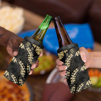 Gold Tropical Leaves Hawaii Mikioi Lei 4 in 1 Can Cooler Tumbler Luxury Stylized - Polynesian Pride