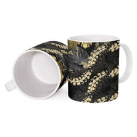 Gold Tropical Leaves Hawaii Mikioi Lei Ceramic Mug Luxury Stylized - Polynesian Pride