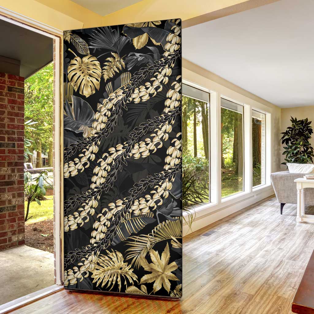 Gold Tropical Leaves Hawaii Mikioi Lei Door Cover Luxury Stylized - Polynesian Pride