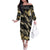 Gold Tropical Leaves Hawaii Mikioi Lei Family Matching Off The Shoulder Long Sleeve Dress and Hawaiian Shirt Luxury Stylized - Polynesian Pride