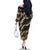 Gold Tropical Leaves Hawaii Mikioi Lei Family Matching Off The Shoulder Long Sleeve Dress and Hawaiian Shirt Luxury Stylized - Polynesian Pride