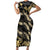 Gold Tropical Leaves Hawaii Mikioi Lei Family Matching Short Sleeve Bodycon Dress and Hawaiian Shirt Luxury Stylized - Polynesian Pride