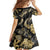 Gold Tropical Leaves Hawaii Mikioi Lei Family Matching Tank Maxi Dress and Hawaiian Shirt Luxury Stylized - Polynesian Pride