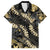 Gold Tropical Leaves Hawaii Mikioi Lei Family Matching Tank Maxi Dress and Hawaiian Shirt Luxury Stylized - Polynesian Pride