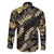 Gold Tropical Leaves Hawaii Mikioi Lei Family Matching Tank Maxi Dress and Hawaiian Shirt Luxury Stylized - Polynesian Pride