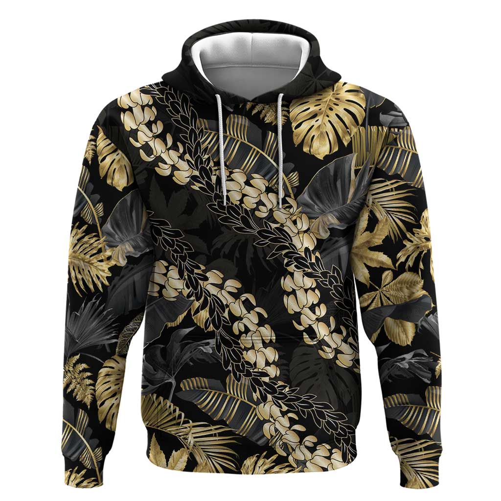 Gold Tropical Leaves Hawaii Mikioi Lei Hoodie Luxury Stylized - Polynesian Pride