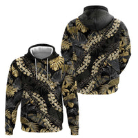 Gold Tropical Leaves Hawaii Mikioi Lei Hoodie Luxury Stylized - Polynesian Pride